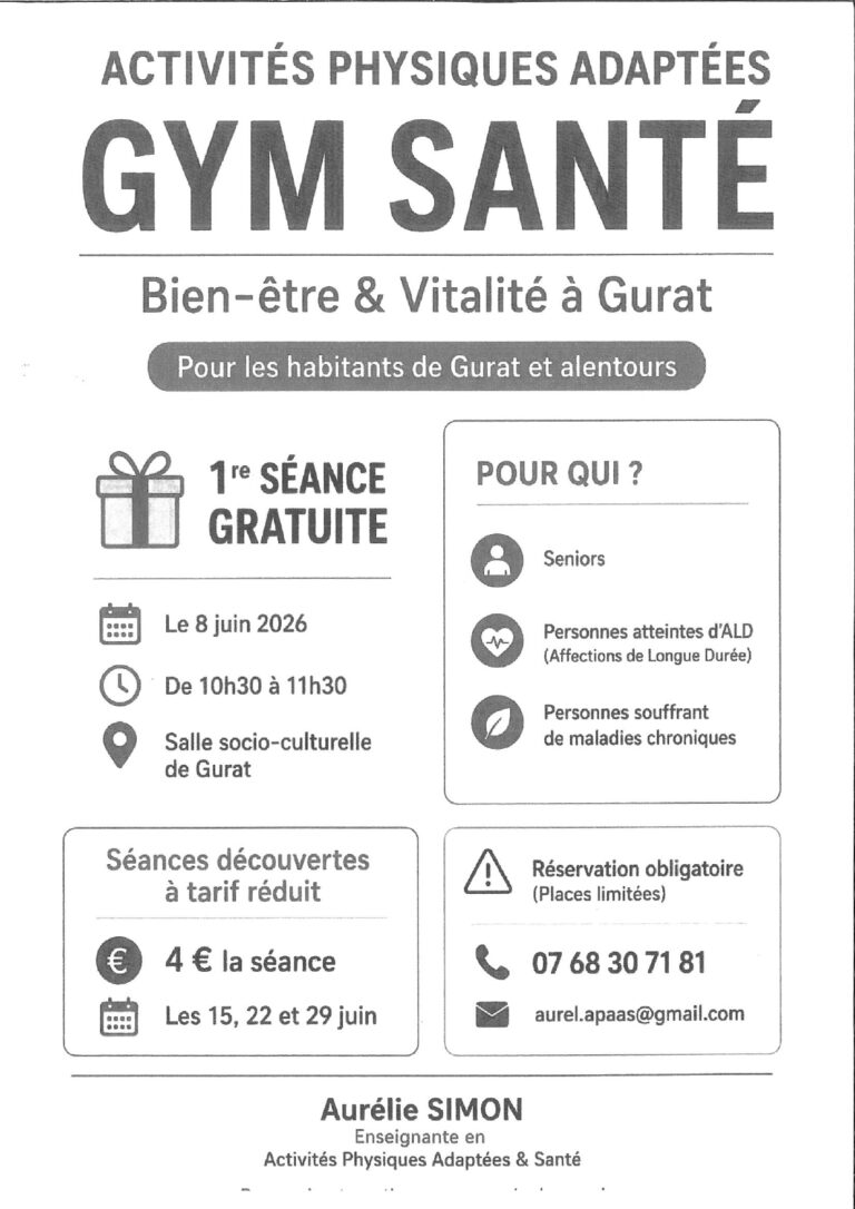 GYM SANTE = Bien être et vitalité à Gurat